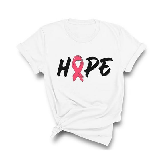 Hope Breast Cancer Awareness Month T-Shirt, Crewneck, White, 3X
