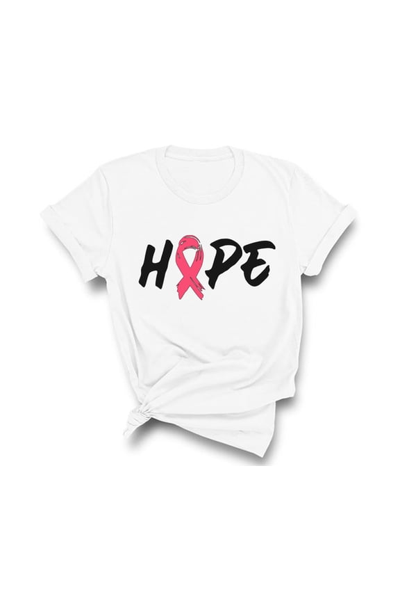 Hope Breast Cancer Awareness Month T-Shirt, Crewneck, White, XS