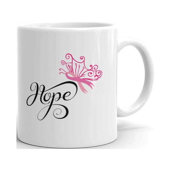Hope Breast Cancer Awareness Pink Coffee Tea Ceramic Mug Office Work Cup Gift 11 Oz