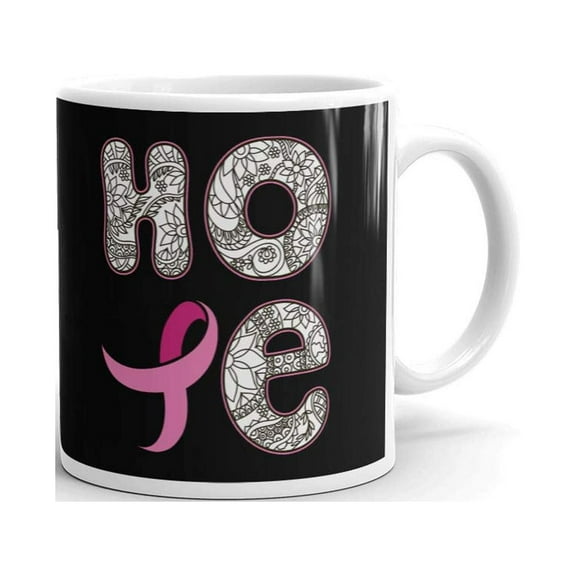 Hope Breast Cancer Awareness Pink Coffee Tea Ceramic Mug Office Work Cup Gift 11 Oz
