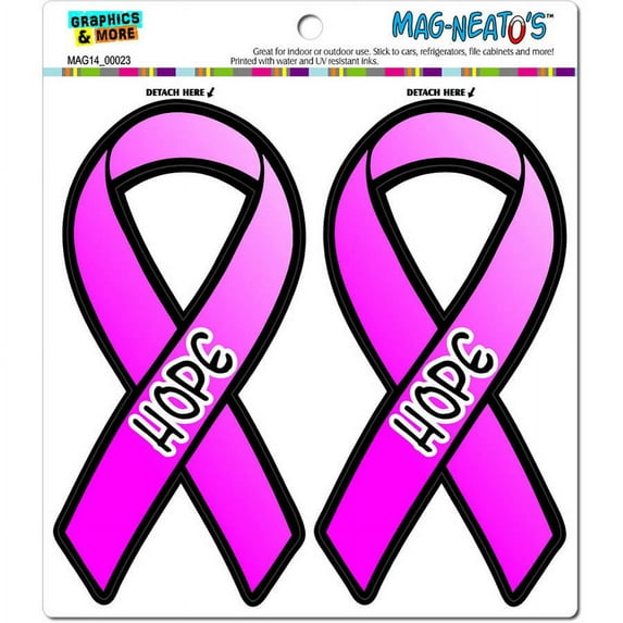 Hope Breast Cancer Awareness Pink Ribbon Automotive Car Refrigerator Locker Vinyl Magnet Set