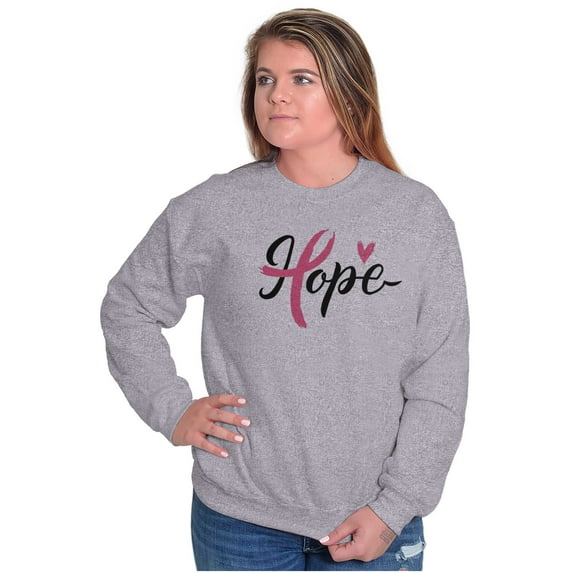 Hope Breast Cancer Awareness Ribbon Women Crewneck Sweatshirt Brisco Brands M