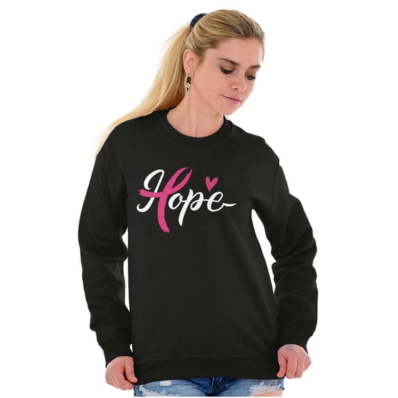 Hope Breast Cancer Awareness Ribbon Women Plus Size Crewneck Sweatshirt Brisco Brands 3X