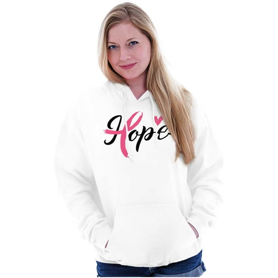 Hope Breast Cancer Awareness Ribbon Women Plus Size Graphic Pullover Hoodie Brisco Brands 5X