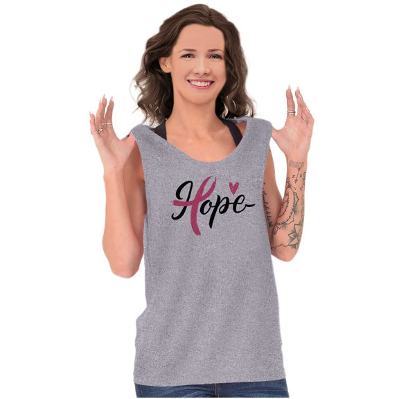 Hope Breast Cancer Awareness Ribbon Womens Plus Size Graphic Tank Top Brisco Brands 2X