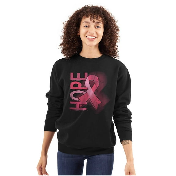Hope Breast Cancer Awareness Warrior Women Plus Size Crewneck Sweatshirt Brisco Brands 3X