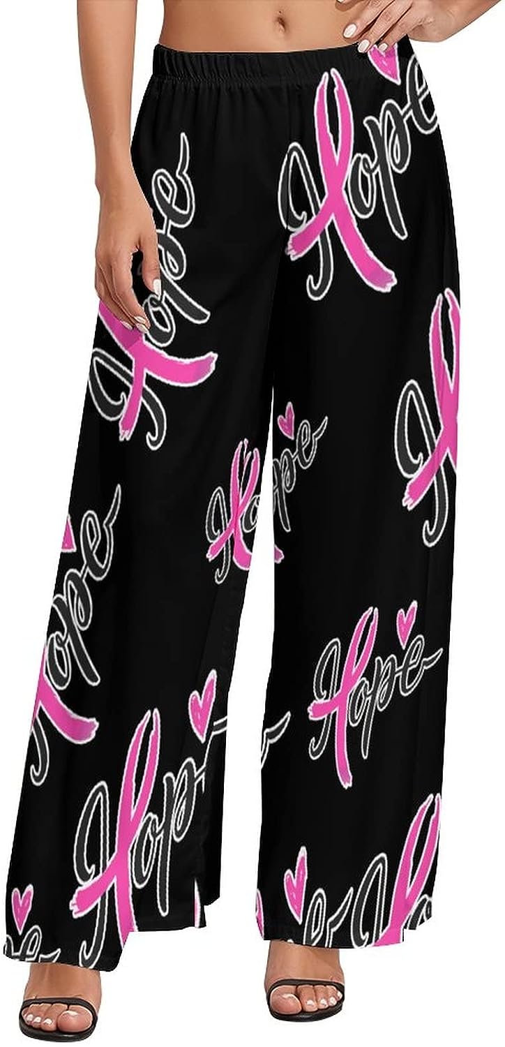 Hope Breast Cancer Awareness Women's Casual Wide Leg Lounge Pants Loose Comfy Yoga Trousers