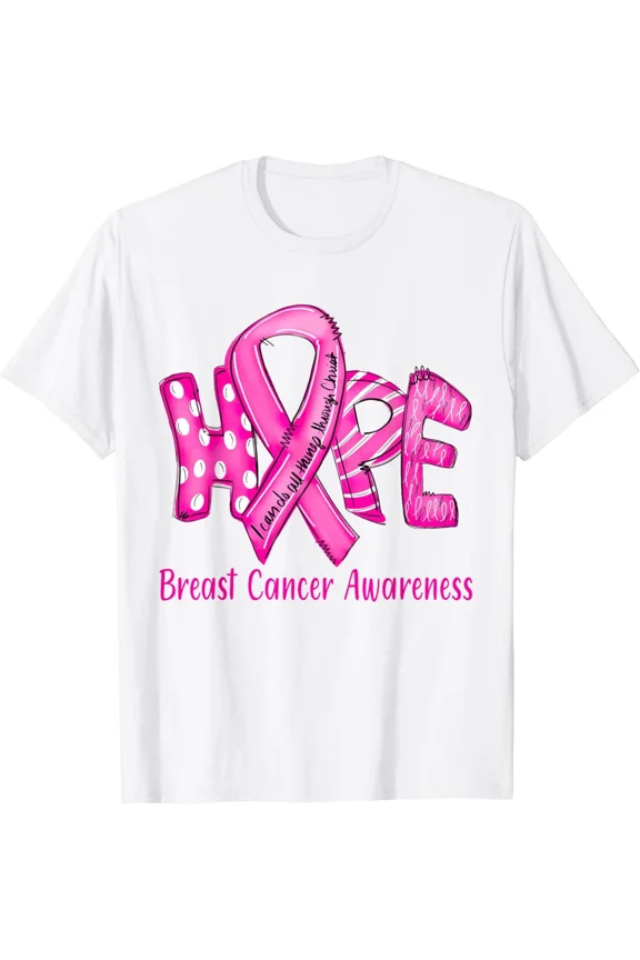Hope Breast Cancer In October We Wear Pink Ribbon Awareness Support Gift Unisex T-Shirt ,up to size 5XL