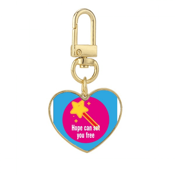 Hope Can Set You Free Art Deco Fashion Gold Heart Keychain Metal Keyring Holder