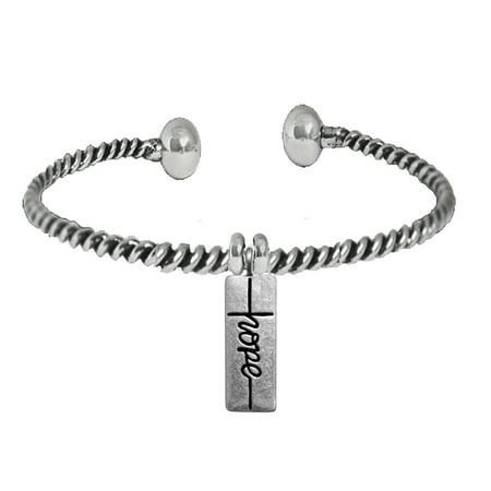 Hope, Cross, On A Adjustable Flexible Cable Chain Screw Ball Bracelet,Hypoallergenic-Safe, No Nickel, Lead Or Cadmium,Sterling Silver Finish