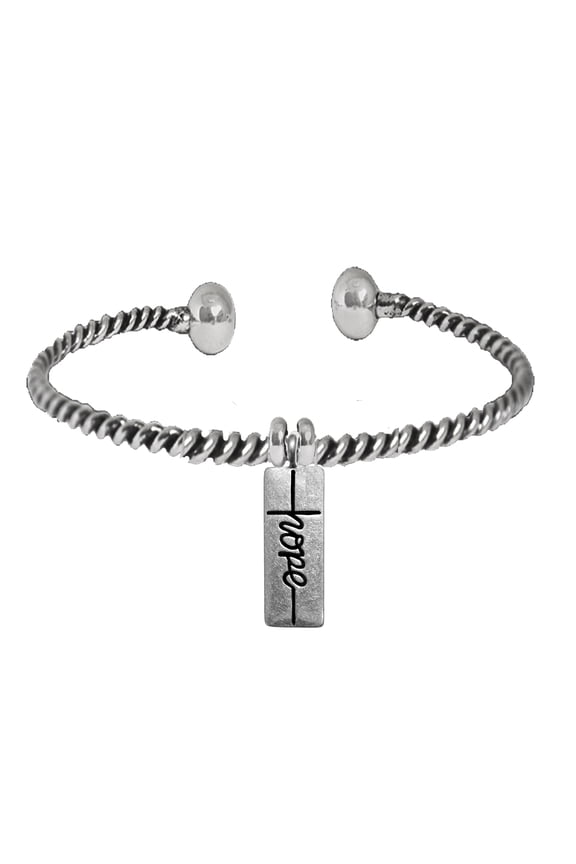 Hope, Cross, On A Adjustable Flexible Cable Chain Screw Ball Bracelet,Hypoallergenic-Safe, No Nickel, Lead Or Cadmium,Sterling Silver Finish