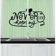 thumbnail image 1 of Hope Curtains 2 Panels Set, Inspirational Never Stop Hoping Quote with a Black Heart on Green Backdrop, Window Drapes for Living Room Bedroom, 55W X 39L Inches, Pale Green and Black, by Ambesonne, 1 of 2