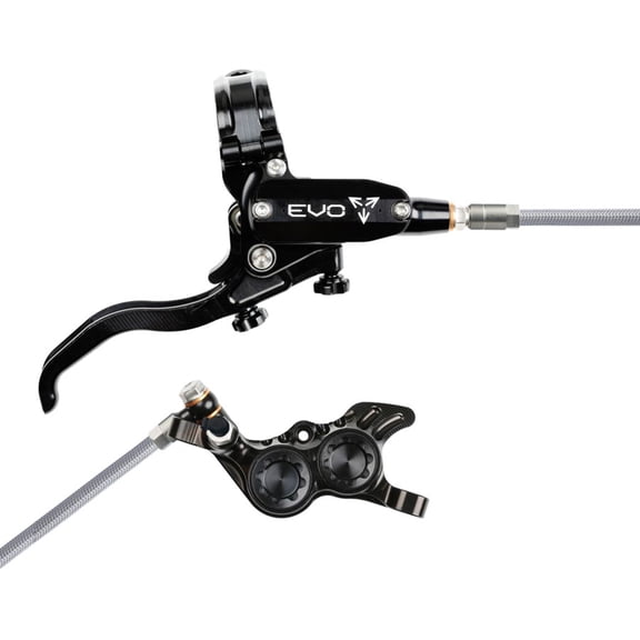 Hope EVO GR4 Disc Brake and Lever Set - Right Hand, Post Mount, 4-Piston, Braided Hydraulic Hose, Black