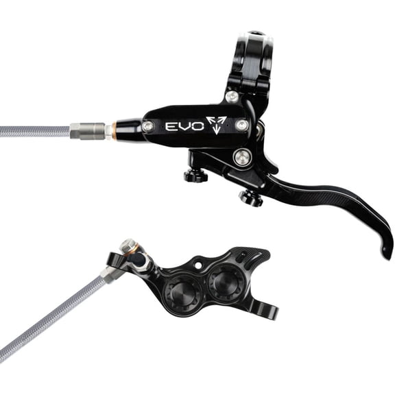 Hope EVO TR4 Disc Brake and Lever Set - Left Hand, Post Mount, 4-Piston, Braided Hydraulic Hose, Black