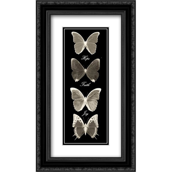 Hope Faith Joy Butterflies 1 2x Matted 14x24 Black Ornate Framed Art Print by Greene, Taylor
