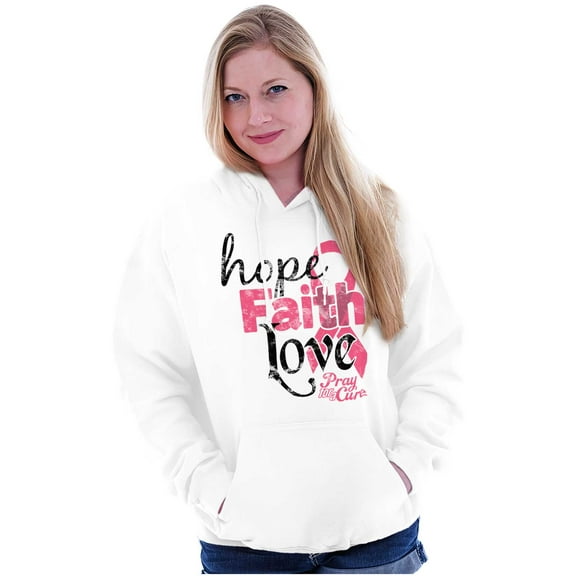 Hope Faith Love Breast Cancer Support Hoodie Sweatshirt Women Brisco Brands S