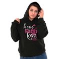 thumbnail image 1 of Hope Faith Love Breast Cancer Support Hoodie Sweatshirt Women Brisco Brands S, 1 of 6