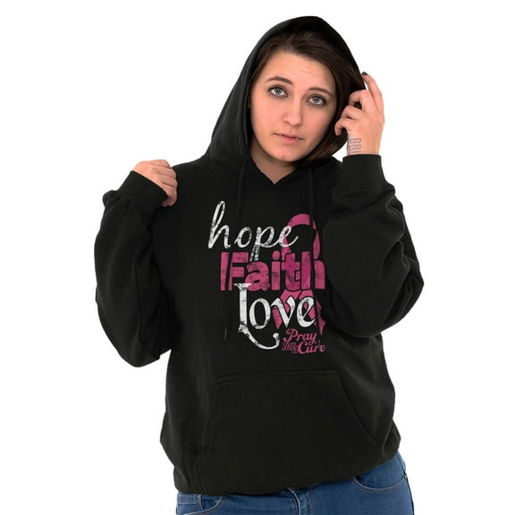 Hope Faith Love Breast Cancer Support Hoodie Sweatshirt Women Brisco Brands X