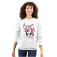 thumbnail image 1 of Hope Faith Love Breast Cancer Support Women Crewneck Sweatshirt Brisco Brands S, 1 of 6