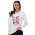 thumbnail image 1 of Hope Faith Love Breast Cancer Support Women's Long Sleeve T Shirt Brisco Brands S, 1 of 2