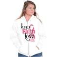 thumbnail image 1 of Hope Faith Love Breast Cancer Support Zip Hoodie Sweatshirt Women Brisco Brands M, 1 of 6