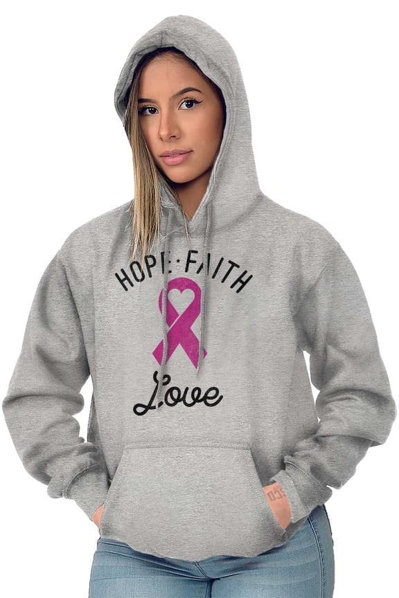 Hope Faith love Breast Cancer Ribbon Hoodie Sweatshirt Women Brisco Brands S
