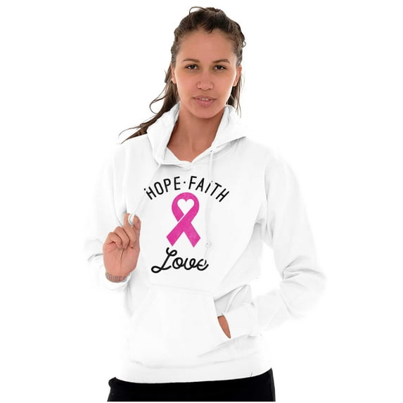 Hope Faith love Breast Cancer Ribbon Hoodie Sweatshirt Women Brisco Brands S