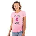 thumbnail image 1 of Hope Faith love Breast Cancer Ribbon Womens Slim Fit Graphic Tee Brisco Brands S, 1 of 5