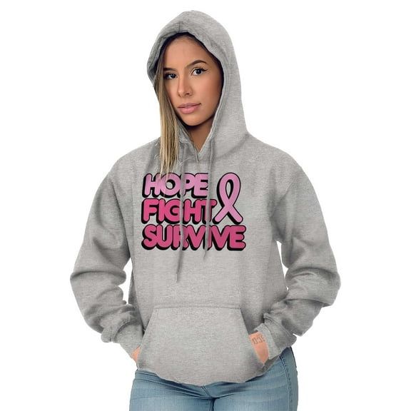 Hope Fight Survive Breast Cancer Hoodie Sweatshirt Women Brisco Brands L