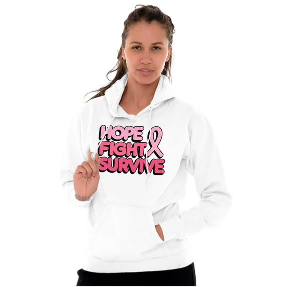 Hope Fight Survive Breast Cancer Women Plus Size Graphic Pullover Hoodie Brisco Brands 2X