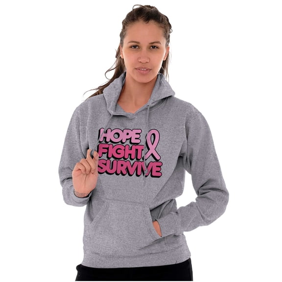 Hope Fight Survive Breast Cancer Women Plus Size Graphic Pullover Hoodie Brisco Brands 3X