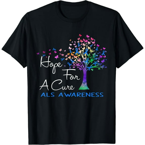 Hope For A Cure ALS Awareness Tree Ribbon T-Shirt