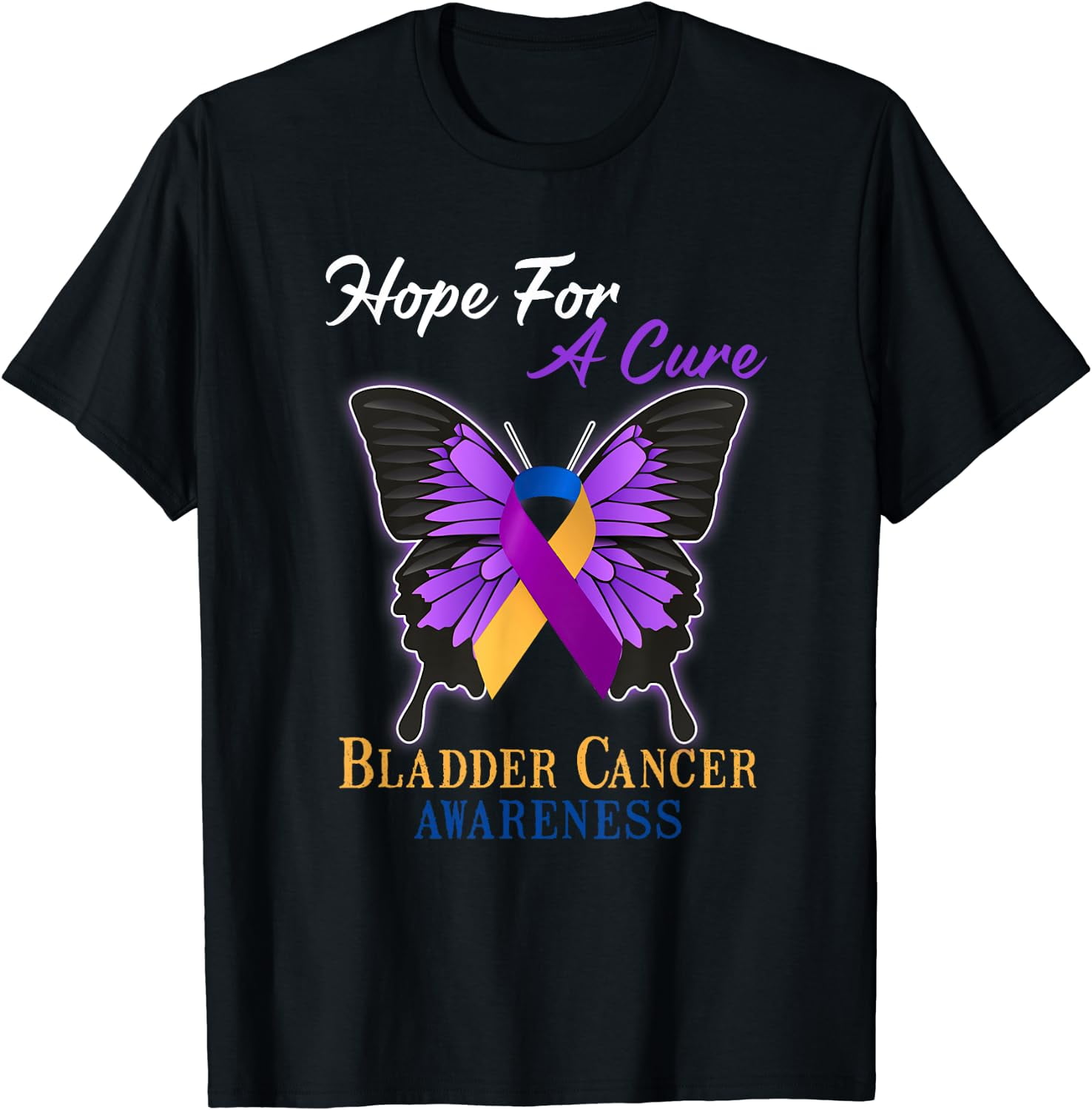 Hope For A Cure Bladder Cancer Awareness Ribbon Butterfly TShirt