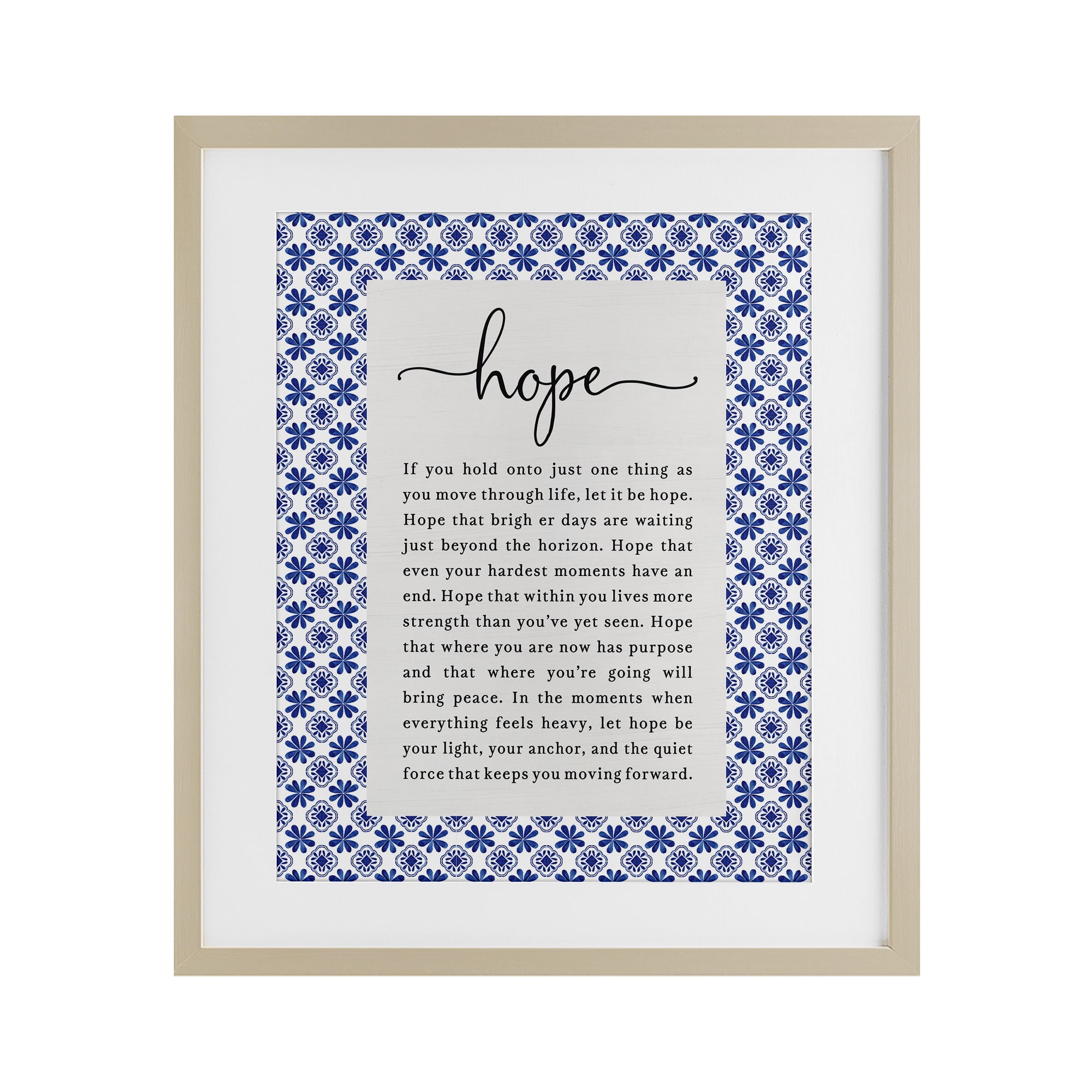 Hope For Brighter Days Birch Framed Print Under Glass, design by Lettered and Lined
