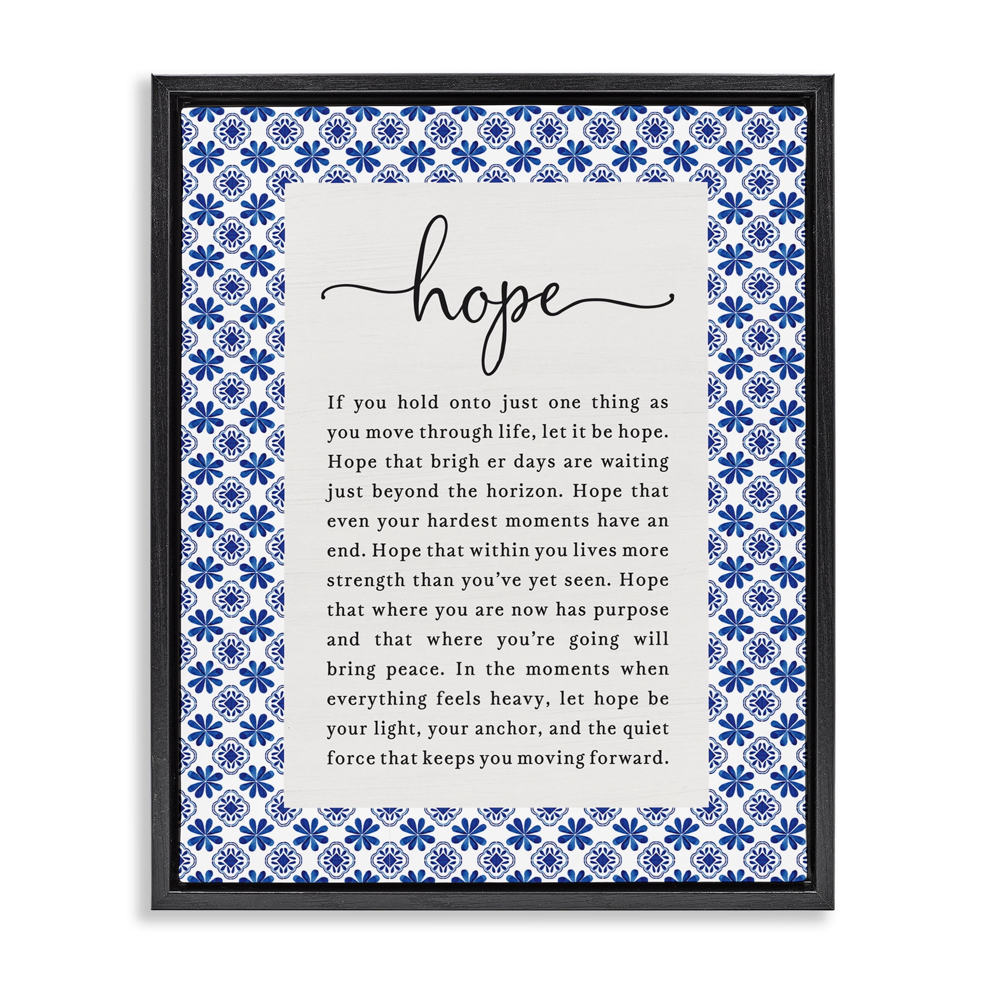 Hope For Brighter Days Black Framed Floater Canvas Wall Art, design by Lettered and Lined
