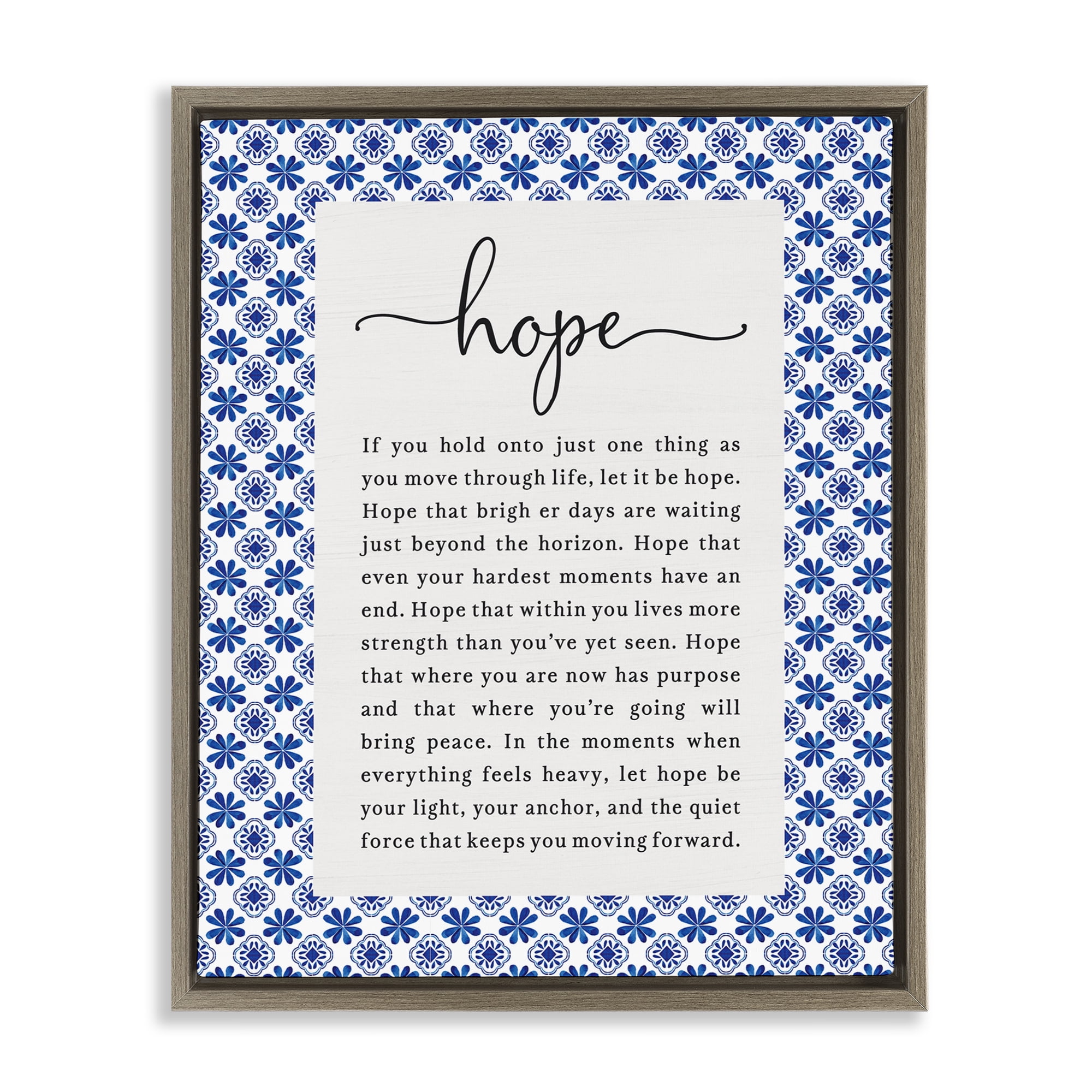 Hope For Brighter Days Brown Framed Floater Canvas Wall Art, design by Lettered and Lined