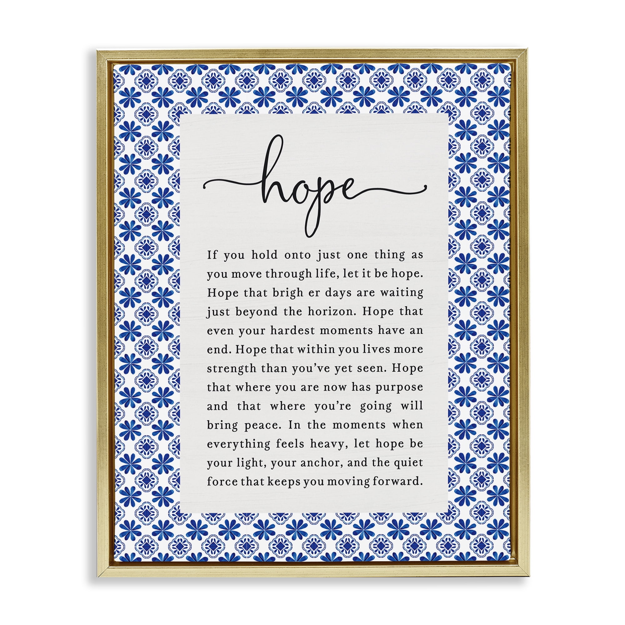 Hope For Brighter Days Gold Framed Floater Canvas Wall Art, design by Lettered and Lined