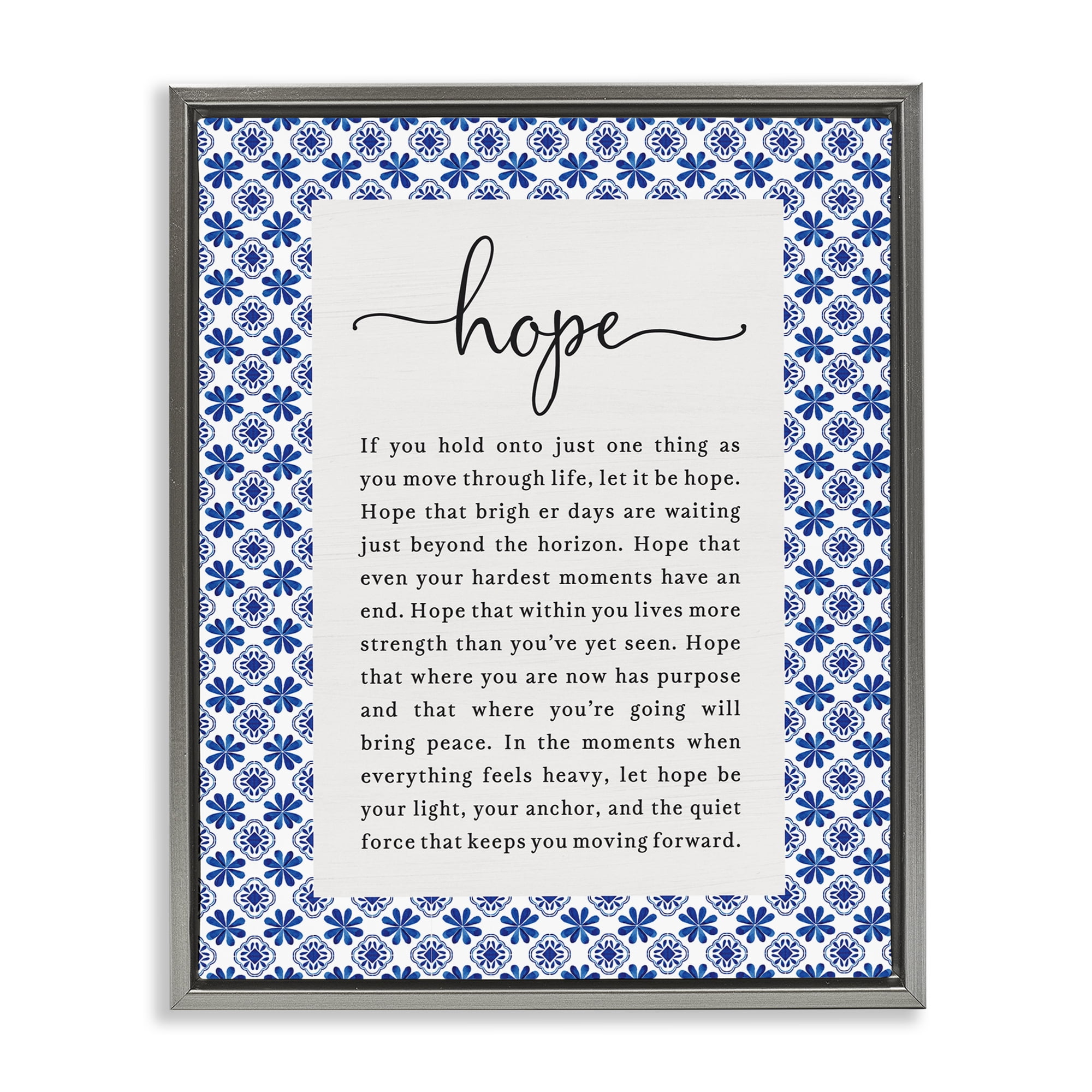 Hope For Brighter Days Gray Framed Floater Canvas Wall Art, design by Lettered and Lined