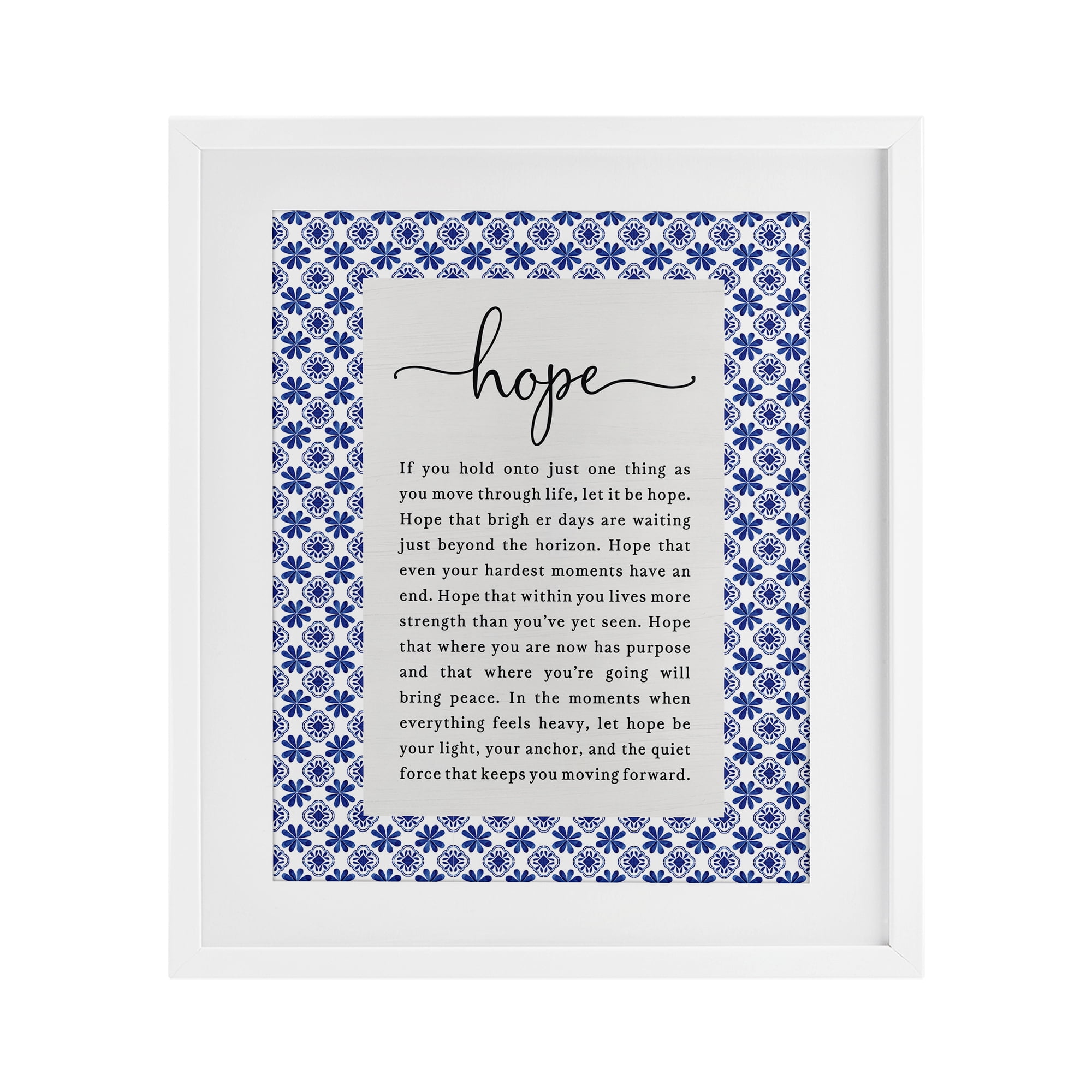 Hope For Brighter Days White Framed Print Under Glass, design by Lettered and Lined