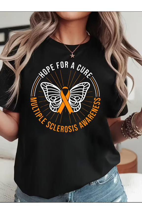 Hope For Cure Multiple Sclerosis Butterfly Ribbon Support Unisex T-Shirt V16330,up to Size 5XL