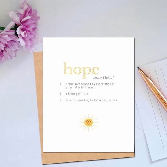 Hope Greeting Card with Meaningful Definition  Inspirational Card for Encouragement, Motivation, and Support  Includes Envelope  Perfect for Friends and Family