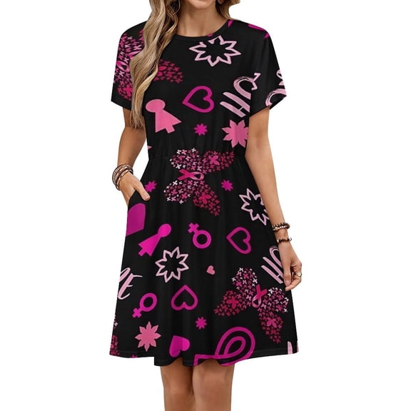 Hope Heals Awareness Dress Fashion Beach Short Sleeve Dresses Female Party Printed Sundress