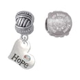 thumbnail image 1 of Hope Heart with AB Crystal Snowflakes are Kisses from Heaven Charm Beads (Set of 2), 1 of 1