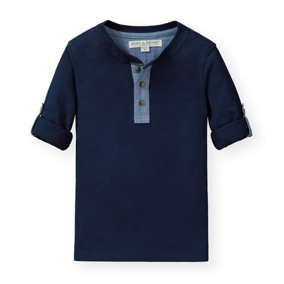 Hope & Henry Boys' Henley Tee with Rolled Sleeves