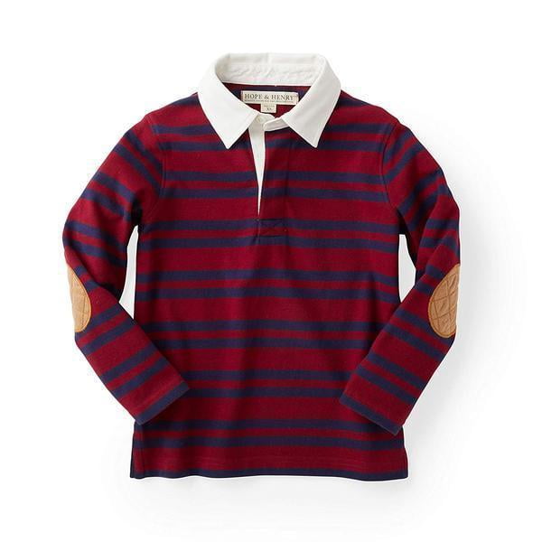 Brooks Brothers Men's Long Sleeve Rugby Shirt - Classic BB Stripe Pattern With Suede Finish & Golden Fleece Logo