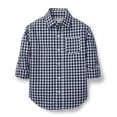 thumbnail image 1 of Hope & Henry Boys' Navy Gingham Woven Poplin Button Down Shirt, 1 of 4