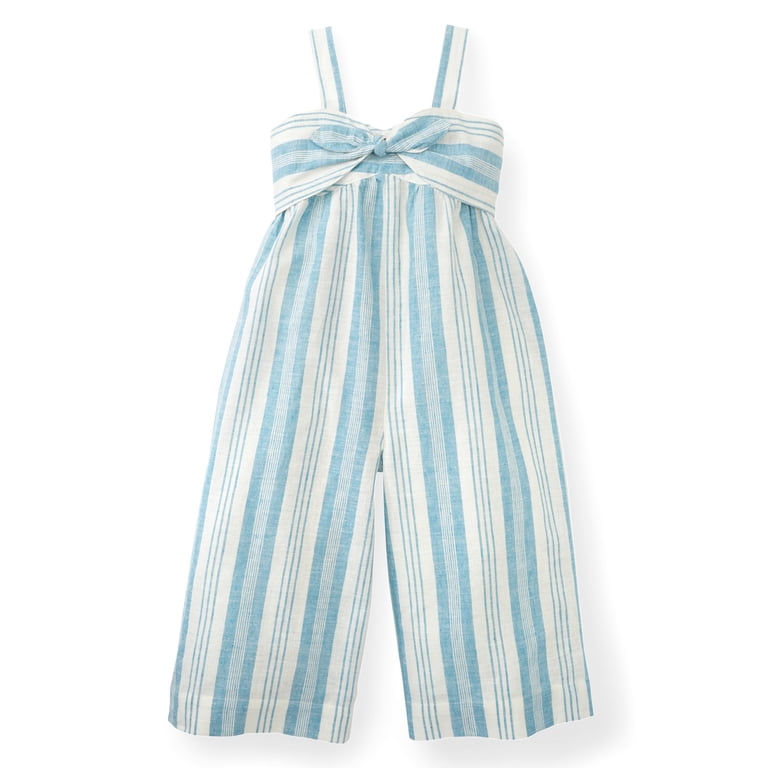 Hope & Henry Women's Sleeveless Tie-Waist Romper - Linen & Organic Cotton Blend