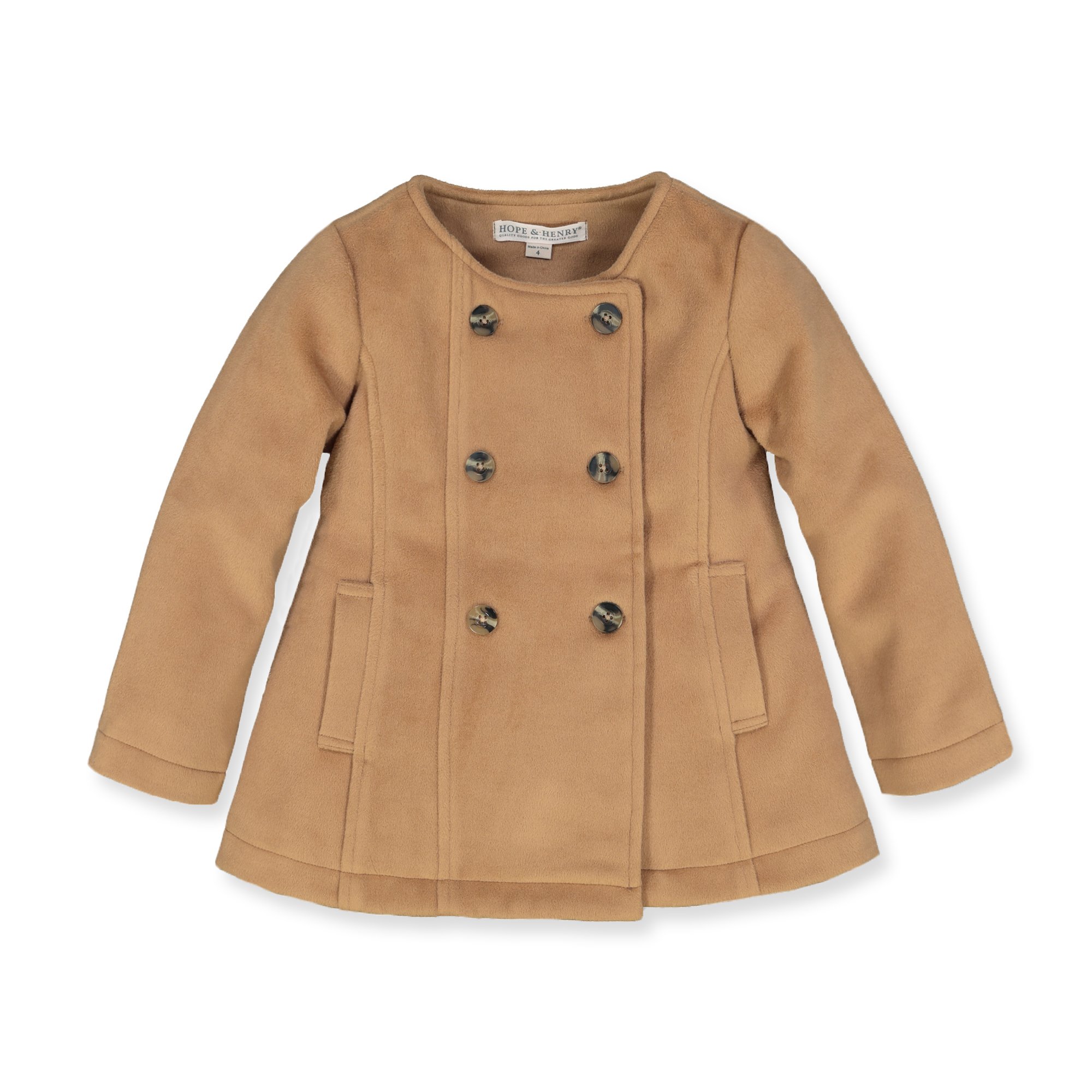 Hope & Henry Girls' Dressy Double Breasted Collarless Coat - image 1 of 3