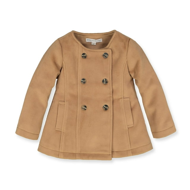 Hope & Henry Girls' Dressy Double Breasted Collarless Coat