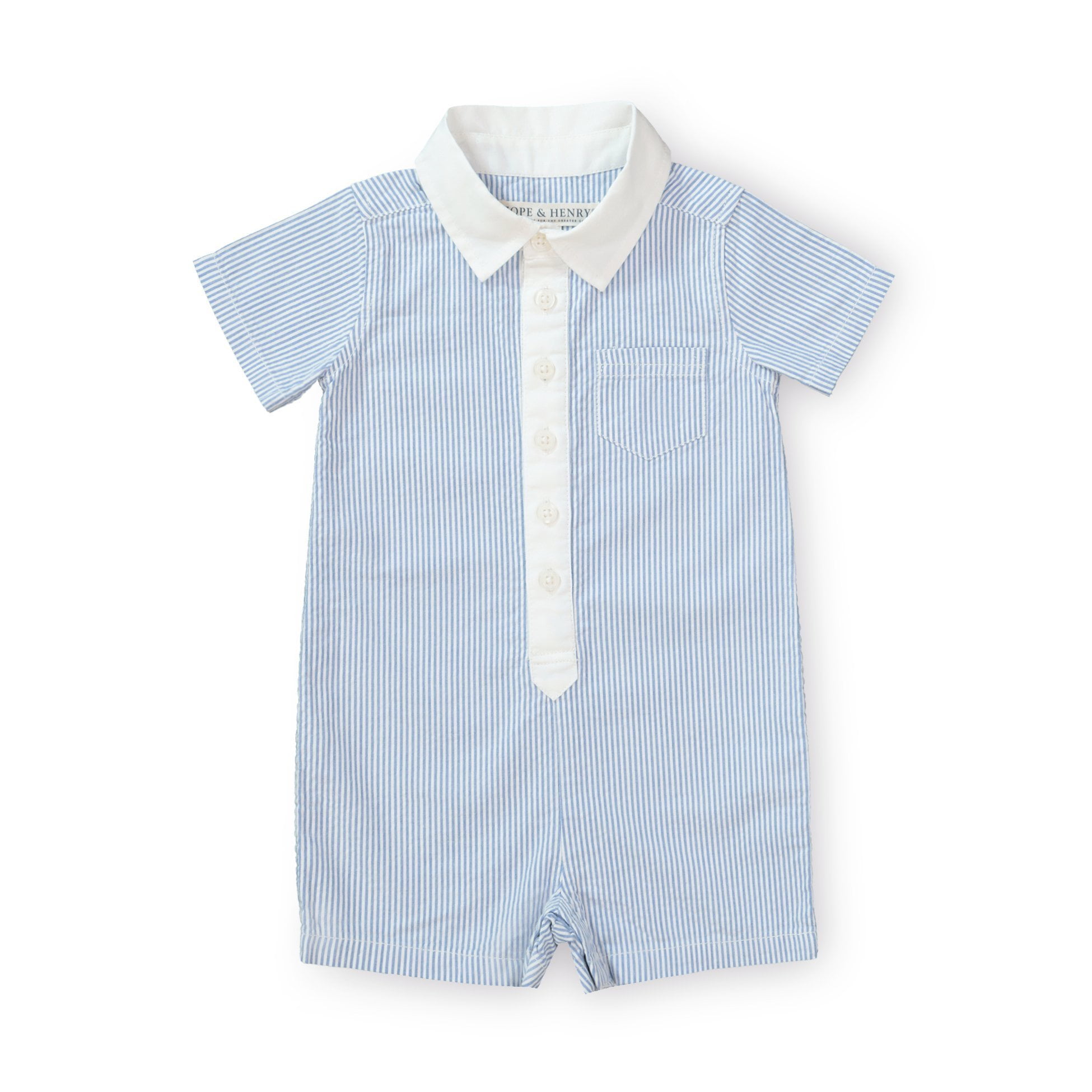 Hope Henry Layette Baby Boy Woven Short Sleeve Romper with